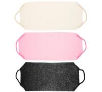 Ciieeo 3pcs Elastic Long Strip Body Scrub Towels Back Scrubber Bathing Towels with Exfoliating Texture for Shower and Mud Removal in Grey, Pink, and White