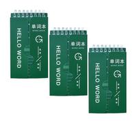 Ciieeo 3pcs English Learning Vocabulary Writing Notepads for Students, Creative Paper Word Notebooks Green Cover, for School and Home Use to Record Vocabulary and Write Diary