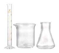 Ciieeo 3pcs Glass Measuring Cylinder Conical Flask Beaker with Graduated Scales Transparent Scientific Lab Tool for Accurate Volume Measurement Chemically Resistant for Experiments and