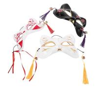 Ciieeo 3pcs Halloween Season Japanese Style Half Face PVC Carnival