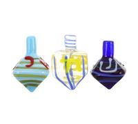 Ciieeo 3pcs Handmade Glass Dreidel Elegant Judaica Collectibles Classic Spin Dreidel Game for Hanukkah Family Celebration Traditional Jewish Holiday Keepsake Ornament