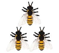 Ciieeo 3pcs Honey Bee Figurine Realistic Animal Figurine Model Fake Bees Early Educational for Project Cake Topper Birthday