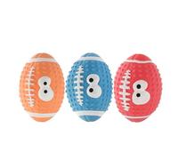 Ciieeo 3pcs Latex Squeaky Rugby Ball Dog, Interactive Chewing Balls for Small Dogs, Sturdy Pet for Outdoor Play and Teeth Cleaning Random Color