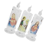 Ciieeo 3pcs Led Holy Night Jesus Candle Lantern Flameless Candles for Decorative Led Tapered Christmas Party Favor