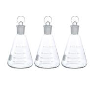 Ciieeo 3pcs Ml Glass Conical Flask with Stopper Thickened Laboratory Flask for Chemistry Class and Student Experiments Smooth and Rounded Design