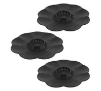 Ciieeo 3pcs Multi-Function Serving Plate Divided Portion Plate Pp Black Flower Shaped with Vinegar Holder for Everyday Meals and Festive Celebrations