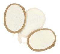 Ciieeo 3pcs Natural Loofah Body Washing Scrubber Set - Exfoliating Bath Shower Loofah Sponge with Beige and Coffee Edges, 9x14cm 12x8cm, Biodegradable Bathing Accessories for Men