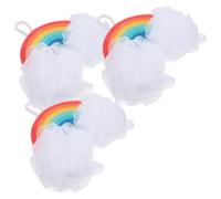 Ciieeo 3pcs Rainbow Shower Sponge for Body Scrubber with Gentle Exfoliation and Skin Massage Pu Sponge Bath Brush for Bathing