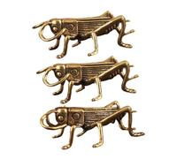 Ciieeo 3pcs Retro Brass Cricket Figurine Vintage Small Cricket-shaped Desktop Ornament Home Decor Farmhouse Style Smooth Surface Decorative Brass Sculpture