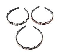 Ciieeo 3pcs Rhinestone Teeth Headbands for Women, Non-slip Crystal Hair Bands with Leaf Design, White Blue Pink Colors, Suitable for Daily Wear and Parties