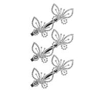 Ciieeo 3pcs Silver Rhinestone Crystal Butterflies Hair Clips Barrette Set for Women, Elegant Butterfly Hair Accessories Suitable for Daily Styling and Special Occasions