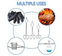 Ciieeo 3pcs Stainless Steel Crucible Tongs Set Ceramic and Beaker Clamp, High Temperature Resistant Laboratory Flask Clamps for Biochemical and Chemical Use, 20cm 25cm 30cm