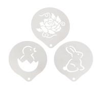 Ciieeo 3pcs Stainless Steel Latte Art Coffee Stencils Set, Bunny Rose Duck Patterns, Cake & Biscuit Decorating Templates for Icing Sugar Cocoa Flour Shaker Use, Easter Dessert Stencil