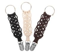 Ciieeo 3pcs Travel Hat Clips Set - Woven Multifunctional Hat Accessory Clips in Ivory, Coffee, Black - Secure Cap Retainers for Handbags, Luggage, and Beach Vacation Storage