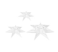 Ciieeo 3Pcs White Paper Lampshade Star Pendant Set, 35Cm 45Cm 75Cm Hollow 7-Point Star Hanging Decoration for Christmas Party Home Lighting Ornament