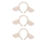 Ciieeo 3pcs White Plush Lamb Ear Headbands, Soft and Comfortable Cartoon Animal Costume Accessories, Versatile Party and Cosplay Furry Headwear