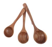 Ciieeo 3pcs Wooden Soup Ladle Long Handle with Hook for Cooking Serving Mixing Non Stick Ramen Noodle Spoon Natural Wood Kitchen Utensils for Home Outdoor Use