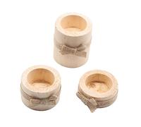 Ciieeo 3pcs Wooden Tealight Candle Holders with Rope Accents, Tabletop Candlestick Holders for Home Decoration, Featuring Table Protection and Drip Wax Collection, for Christmas
