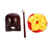 Ciieeo 4-inch Synthetic Wooden Temple Block Set Cushion and Mallet, Religious Chanting Supply for Buddhist Meditation and Temple Use, Quiet Sound Buddhist Decor