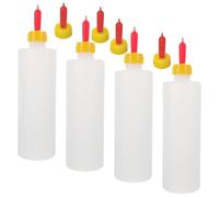 Ciieeo 4 Pack 400ml Lamb Feeding Bottles with 4 Short Nipples 5.8x3cm, Goat Bottle Set for Livestock Nursing and Animal Milk Feeding