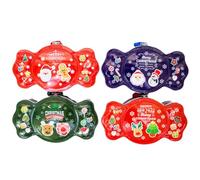 Ciieeo 4 Pcs Christmas Boxes Candy Box Decoration Iron Material Lovely Unique Design with Santa Claus Snowman Elk Patterns for Christmas Party Assorted style