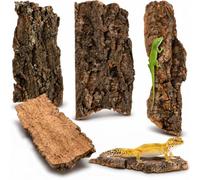 Ciieeo 4 Pcs Cork Bark for Reptiles, Natural Reptile Bark Hideout and Terrarium Wood Climbing Decor, Cork Bark Flats for Reptile Enclosure Background, Jumping Spider and Bearded Dragon Tank Decor