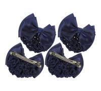 Ciieeo 4 Pcs Women Bow Hairnet Clips with Oxford Fabric and Metal Spring Clip for Managing Hair and Decorative Effect, Suitable for Casual and Formal Occasions
