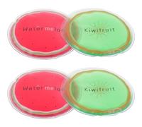Ciieeo 4 Pieces Reusable Mini Gel Ice Packs, Cute Fruit Design (Kiwi X2 + Watermelon X2), Small Cold Compress Bags for Injury Relief and Nursing Use