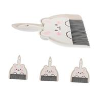 Ciieeo 4 Sets Portable Mini Desktop Broom and Dustpan with Charming Rabbit Design Compact Plastic Sweeper for Tabletop Kitchen and Small Space Cleaning for Household and Office Use