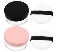 Ciieeo 4pcs 20g Empty Loose Powder Containers with Black Ribbon Puff Portable Travel Makeup Puff Container Compact Case for Face Powder Storage