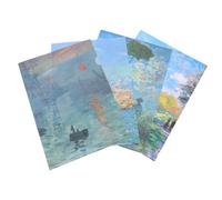 Ciieeo 4pcs A4 Plastic L-Shaped File Folders Document Bags Test Paper Holders File Organizers with Monet Art Prints Sunrise, Seine, Umbrella for Office and School Storage