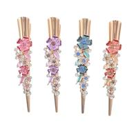 Ciieeo 4pcs Alloy Flower Barrettes Set Vintage Floral Alligator Hair Clips with Small Decorative Flower Claw Pins for Women, Hair Accessories for Everyday and Special Occasions
