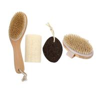 Ciieeo 4pcs Bath Brush Set with Pumice Stone, Loofah and Back Scrubber, Natural Bathing Accessories for Exfoliating Feet and Body Cleaning at Home