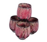 Ciieeo 4pcs Ceramic Tea Cup Set Small Japanese Style Porcelain Teacups for Kung Fu Tea Tasting Ergonomic Grip Material for Family and Guest Sharing