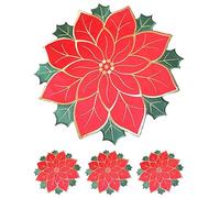 Ciieeo 4pcs Christmas Placemats Christmas Tree Dish Mat Xmas Party Table Top Decor Doily Table Topper Mats Flower Placemat Vintage Chemical Fiber United States