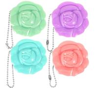 Ciieeo 4pcs Cosmetic Sample Cases Empty Eyeshadow Palette DIY Lipstick Storage Container Travel Makeup Powder Holder with Rose Flower Design in Pink, Purple, Green, Blue