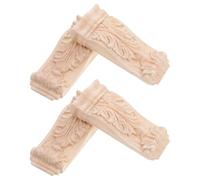 Ciieeo 4pcs European Style Carved Wooden Corbels Brackets 5.5x12cm Unpainted Decorative Wood Furniture Corbels for Mantels Cabinets and Shelves Living Room Decor
