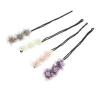 Ciieeo 4pcs Flower Hair Ties Donut Bun Maker Comfortable Hair Styling Accessories for Ladies and Teens Elegant Design for Mother's Day and Different Occasions