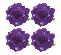 Ciieeo 4pcs Flower Hairpin Artificial Rose Super Beautiful Rose Design Cloth Comfortable Clip for Women Hawaii Holiday Vacation Elegant Vivid Accessory