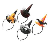 Ciieeo 4pcs Halloween Headband Party Props Cloth Skull Witch Bat Spider | Creative Funny Headdress for Costume Party and Cosplay, Woman Girl Use, Festival Atmosphere Set