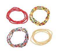 Ciieeo 4PCS Handmade Beach Waist Chain Set Double Layer Bikini Waist Beads Chain for Women Adjustable Decor Jewelry for Summer Beachwear