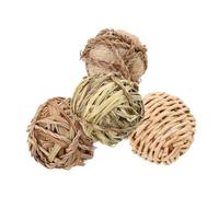 Ciieeo 4pcs Handwoven Grass Ball Chew for Small Pets Natural Safe Materials with Grass Corn Husk Reed and Sisal Boredom Breaker for Rabbits Guinea Pigs Hamsters Chinchillas and Birds