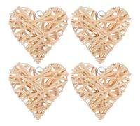 Ciieeo 4Pcs Hanging Heart Shaped Wicker Decorations Large Willow Rattan Pendants for Valentines Day Bar and Wall Decor
