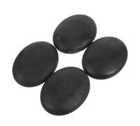 Ciieeo 4pcs Heated Basalt Massage Stones Set for Spa Beauty Salon Therapy, Natural Black 9x7cm Curved Hot Stones for Back, Body Foot Relaxation