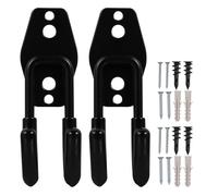 Ciieeo 4pcs Heavy Duty Garden Hose Holder Wall Mount Hose Support Bracket Stainless Steel Rubber J Shaped Hanger Black and Large Tools Garage Storage