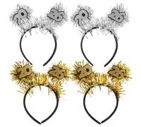 Ciieeo 4pcs Holiday Decorative Headbands Year's Eve Party Headdress Glitter Tinsel Hair Bands for Celebration for Year Photos