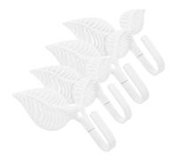 Ciieeo 4pcs Leaf Wall Hook Vintage Iron Decorative Coat Hook for Entryway | White Antique Finish, Easy Installation, for Bathrobes and Clothes, Simple Stylish Accent for Renters
