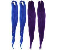 Ciieeo 4pcs Long Pre-stretched Braiding Hair Extensions 26 Inch Synthetic Fibre with Yaki Texture, Soft Texture Design, Easy Styling for Daily Wear and Halloween Blue and Purple Braids