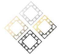 Ciieeo 4pcs Modern Wall Clock Stickers Set 20cm Square Minimalist Mirrored Arabic Numerals in Light Gold, Dark Gold, Silver Black for Living Room, Hotel Entrance Office Wall Decoration