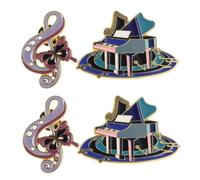 Ciieeo 4pcs Music Note Brooch Alloy Pins Featuring Piano and Music Symbols Comfortable and Secure Fit on Birthdays and Performances
